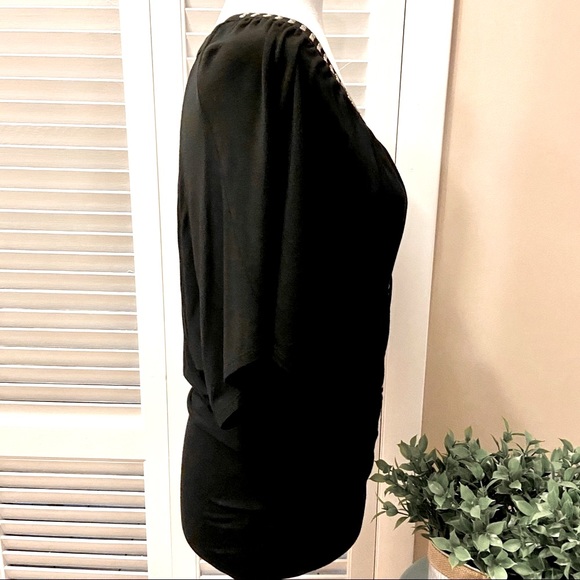 Kenar Studded Black Tunic Blouse v-neck S - Picture 5 of 5